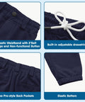 Close-up details of Knicker Baseball Pants For Toddlers And Youth Boys Girls Navy Blue With Belt Loops Kid Approved.