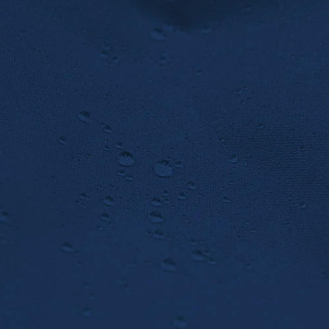 Navy waterproof fabric for outboard motor cover, highlighting marine-grade heavy-duty polyester for boats up to 76x65 inches, UV protection