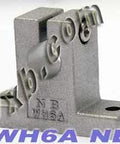 ✝️ NB Linear Systems WH6A 3/8" Shaft Support Supporter in gray metal, angled view highlighting design for smooth motion in automation.