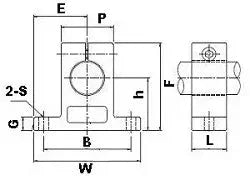 Technical diagram of NB Linear Systems WH16A 1" inch Shaft Support Supporter for smooth motion and stable alignment, 1-pack