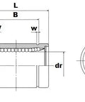 Technical diagram of NB SM50 50mm Slide Bush Ball Bushings Linear Motion Bearing for smooth mechanical operation and stable alignment.