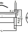 Technical drawing of the NB SMF13GW 13mm Slide Bush Miniature Linear Motion Bushings Bearing with dimensions and mounting holes.
