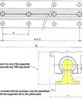 Technical drawing of NB WSS16X35 1" inch Supported Shaft Rail Assembly Linear Motion, showing dimensions and assembly details.