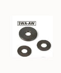 SWA-6-10-2-AW NBK Adjust Metal Washer - Steel - Ferrosoferric Oxide Film, three washers displayed, made in Japan.