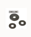 SWA-8-20-2-AW NBK Adjust Metal Washer - Steel Ferrosoferric Oxide Film showing three washers, made in Japan.