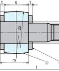 Diagram of NBK Japan F3 set Bolt Set for FCL / FCLS with measurements and parts detail, showcasing dimensions and design specifications.