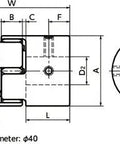 Technical diagram of NBK Japan MJC-14CS-GR 4.5mm to 1/4" Jaw-type Flexible Coupling with measurements.