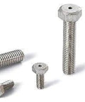 ✝️ SVHS-M4-16 NBK Hexagon Head Bolts - Ventilation Hole- 10 Vacuum Vented screws - Made in Japan in various sizes arranged on surface.