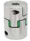 NBK Japan MJC-14CS-EWH 1/4" to 1/4" Jaw-type Flexible Coupling, metal, side view showing slots and bore holes