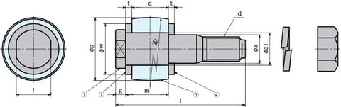 Technical drawing of NBK Japan F6 set Bolt Set for FCL / FCLS, showing dimensions and components of the assembly.