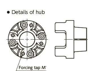 Details of hub for NBK Japan MJB-40-EBL 11mm to 20mm Jaw-type Flexible Coupling design and specifications.