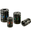 NBK Japan MJB-55-EGR 15mm to 15mm Jaw-type Flexible Coupling displayed in various sizes and colors, showcasing the coupling design.