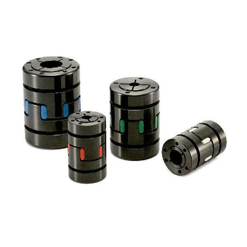 NBK Japan MJB-95-ERD 25mm to 48mm Jaw-type Flexible Coupling displayed in various sizes and colors.