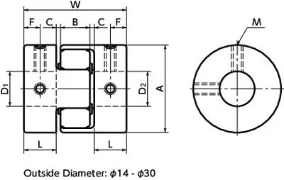 NBK Japan MJC-14-WH 3mm to 3mm Jaw-type Flexible Coupling - VXB Ball Bearings