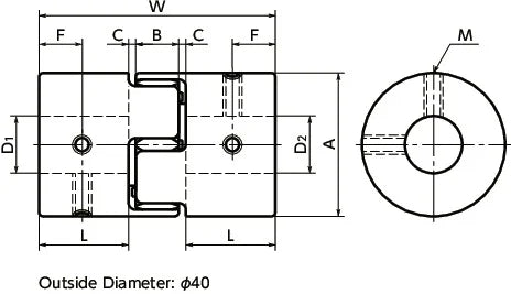 NBK Japan MJC-40-BL 9.525mm to 10mm Jaw-type Flexible Coupling - VXB Ball Bearings