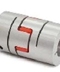 NBK Japan MJC-55CSK-EGR 25mm to 1" inch Jaw-type Flexible Coupling, side view of a metallic coupling with red accents.