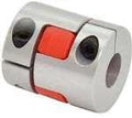 NBK Japan MJS-40CS-EGR 10mm to 15mm Jaw-type Flexible Coupling with red insert and bore openings shown.