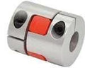 NBK Japan MJS-55CS-ERD 19mm to 24mm Jaw-type Flexible Coupling with silver finish and red insert.