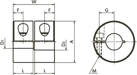 Technical diagram of NBK Japan MRG-40C 15mm to 16mm Jaw-type Flexible Coupling with dimensions and specifications.