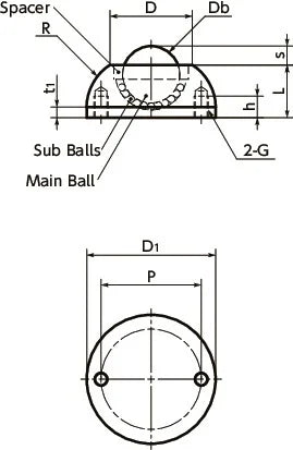 NBK Made in Japan BRURS-28-S Round Type Ball Transfer Unit for Upward Facing Applications - VXB Ball Bearings