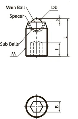 NBK Made in Japan BRUSS-16-P Set Screw Type Ball Transfer Unit for Upward Facing Applications - VXB Ball Bearings
