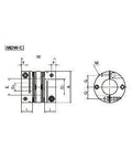 Technical diagram of NBK Japan MDW-25C-6.35-10 6.35mm to 10mm Disk-type Flexible Coupling with dimensions.