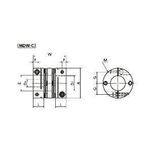 Technical diagram of NBK Japan MDW-25C-6.35-10 6.35mm to 10mm Disk-type Flexible Coupling with dimensions.