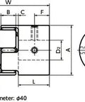 Technical diagram of NBK Japan MJC-14CS-ERD 4mm to 3/16" inch Jaw-type Flexible Coupling with measurements and design details