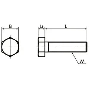 Technical diagram of ✝️ SPP-M4-12-H NBK Plastic Screw - Hex Head Screws - PP - Made in Japan, showing dimensions and design in side view.