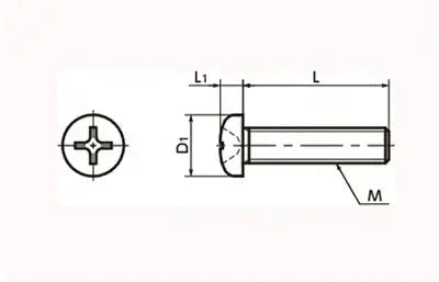 Technical drawing of ✝️ SPE-M3-5-P NBK Plastic Screws - Cross Recessed Pan Head Machine Screws - PEEK 20-Pack Made in Japan