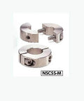 NSCSS-15-10-M NBK Set Collar Split type - Steel Electroless Nickel Plating One Collar Made in Japan, three angles displayed.