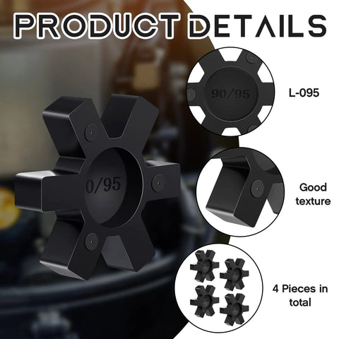 NBR Rubber Spider Center Inserts for L Jaw Couplings Four Piece Set Black Diameter Two and One Eighth Inches