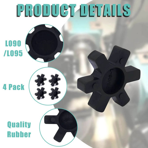 Flexible L095 NBR Rubber Spider Insert Solid Spider Center Inserts Fits for Lovejoy Martin L-Jaw Coupling (4 Pack)
