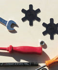Flexible L075 NBR Rubber Spider Insert For L Jaw Coupling with tools visible around the inserts
