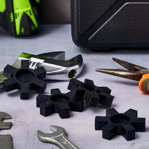 NBR Rubber Spider Center Inserts for L Jaw Couplings Four Piece Set Black Diameter Two and One Eighth Inches with tools