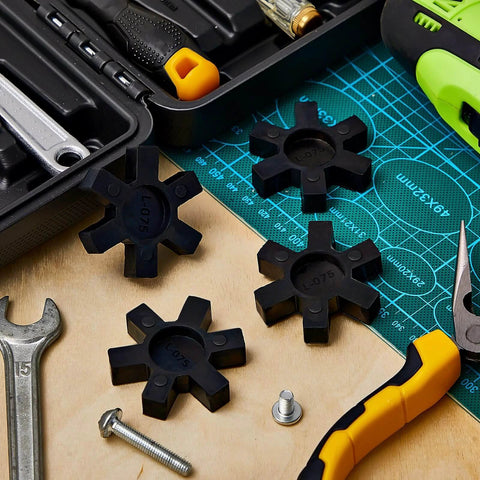 Flexible NBR Rubber Spider Insert Solid Spider Center Inserts Suitable for L Jaw Coupling Set, Black (4 Pcs, L075)