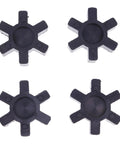 Four black Flexible Solid NBR Rubber Spider Center Inserts for L Jaw Couplings L099 L100, anti-vibration, wear-resistant.