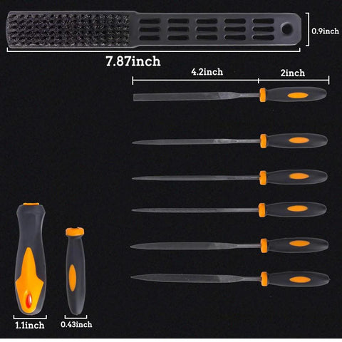 Premium 17-piece file set in a rugged carry case with T12 alloy steel files and ergonomic handles, showing sizes of various tools.