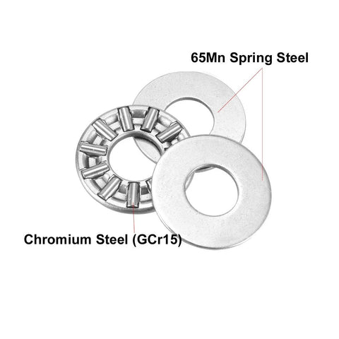 Needle Roller Bearing Set With Washers AXK0819 8mm Bore 19mm Outer Diameter 2mm Width, Chromium Steel Rollers, Steel Cage