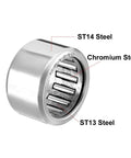 Drawn Cup Needle Roller Bearing Set Open End 12mm Bore 16mm OD 10mm Width Pack Of 5, showing ST14 and ST13 steel composition