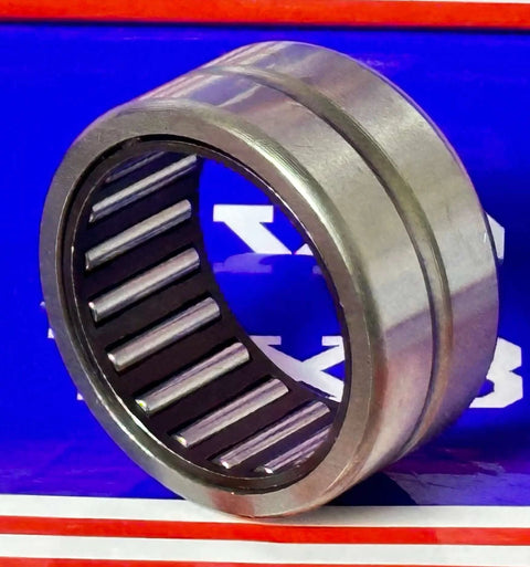 NK32/20 Needle roller bearing 32x42x20mm - Machined Type, side view showing metal rollers and outer casing, no inner ring