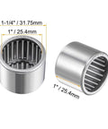 Needle Roller Bearing Drawn Cup Open End, 1 Inch Bore, 1 And 1/4 Inch Outer Diameter, 1 Inch Width, Pre Lubricated, High Load Capacity