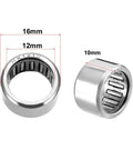 Drawn Cup Needle Roller Bearing Set Open End 12mm Bore 16mm OD 10mm Width Pack Of 5 for high load capacity and tight spaces.