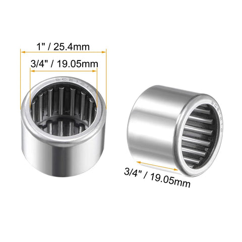 Needle Roller Bearing Set SCE1212 Drawn Cup Open End Three Quarters Inch Bore 1 Inch OD Three Quarters Inch Width