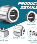 Product details of Six Pieces Heavy Duty Needle Roller Bearings 8mm Bore 14mm OD 12mm Width, showcasing steel construction.