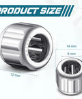 Six Pieces Heavy Duty Needle Roller Bearings 8mm Bore 14mm OD 12mm Width with high load capacity, octagonal design for machinery.