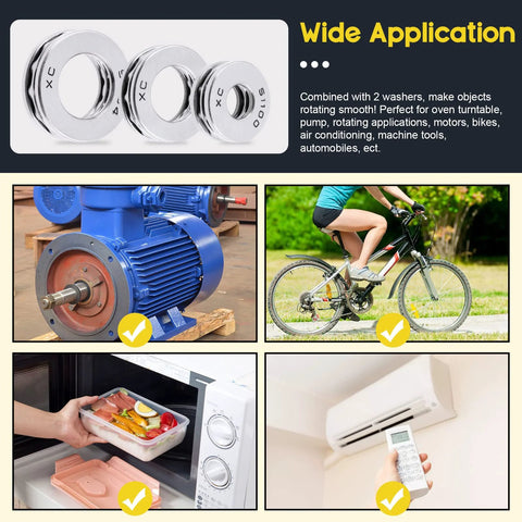 Wide application of Nine Piece Thrust Needle Roller Bearing Set With Washers In Three Sizes 10x24x9Mm 17x30x9Mm 20x35x10Mm for various equipment.