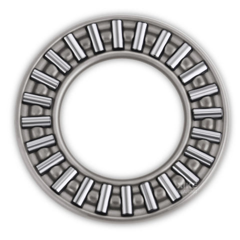 Four Piece AXK2035 Plus 2AS Needle Roller Thrust Bearings Set 20x35x2mm highlighting chrome steel and precision tolerance