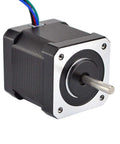 Front view of 5PCS Nema 17 Stepper Motor Bipolar 2A 84oz.in 48mm 4-Lead for 3D Printer/CNC showing shaft and wiring