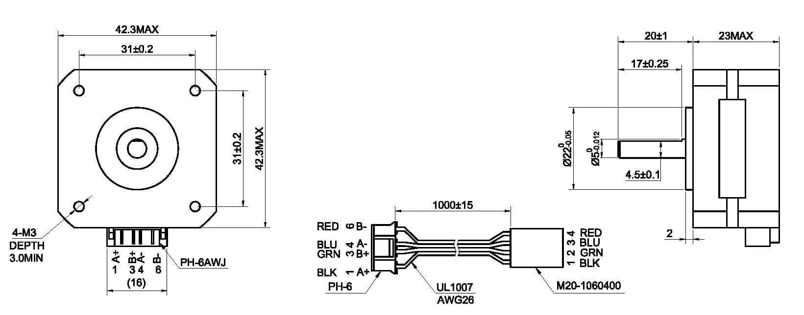 Nema 17 Pancake Stepper Motor 1A 17Ncm Bipolar ✓